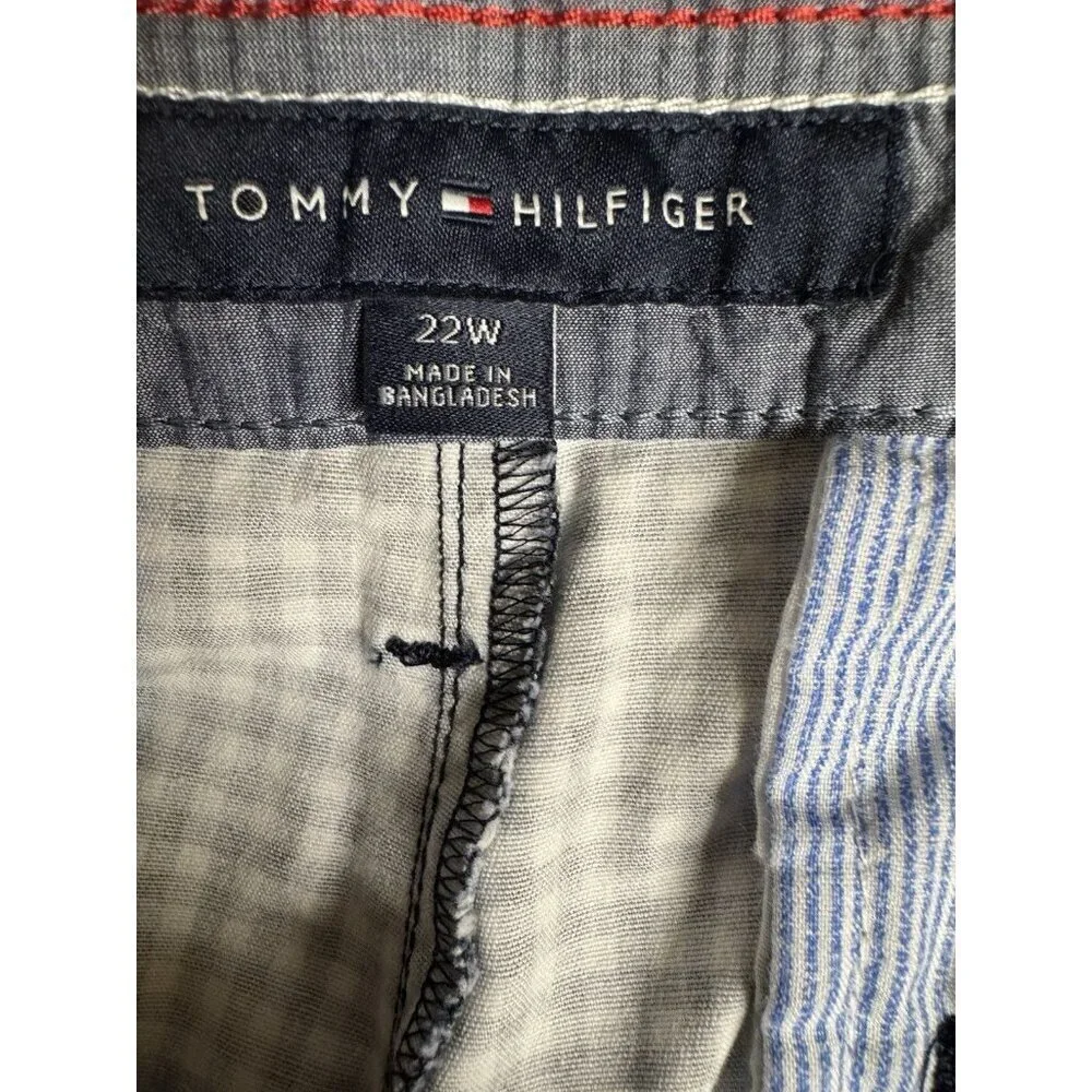 Tommy Hilfiger 22W Navy Gingham Stretch Shorts 9” Inseam